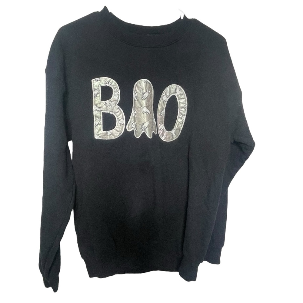 Boo Emboidered Iridescent Ghost Sweatshirt Women’s M Sweater Halloween Goth